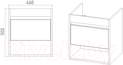Тумба под умывальник Viant Бостон Como 50 / VBOS50CO-T1YP