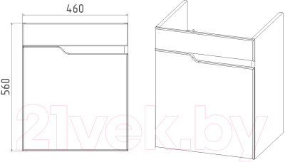 Тумба под умывальник Viant Куба Como 50 / VKUB50CO-T1STP