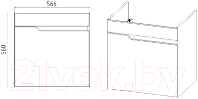 Тумба под умывальник Viant Куба Como 60 / VKUB60CO-T1STP