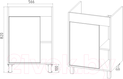 Тумба под умывальник Viant Бостон Como 60 / VBOS60COG-T1ST