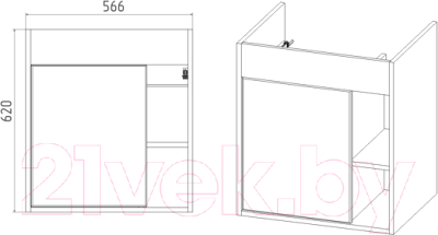Тумба под умывальник Viant Бостон Como 60 / VBOS60COG-T1STP