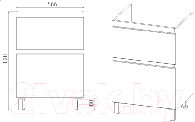 Тумба под умывальник Viant Мальта Como 60 / VMAL60CO-T2Y