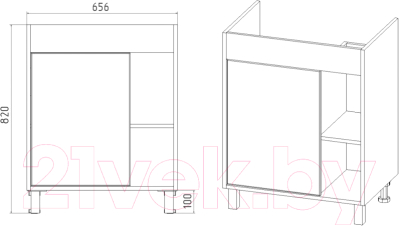 Тумба под умывальник Viant Бостон Como 70 / VBOS70COG-T1ST