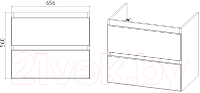 Тумба под умывальник Viant Мальта Como 70 / VMAL70CO-T2YP