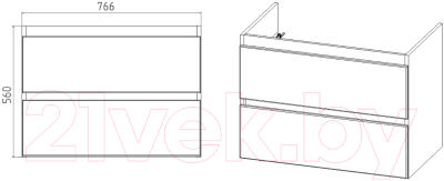 Тумба под умывальник Viant Мальта Como 80 / VMAL80CO-T2YP