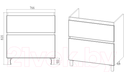 Тумба под умывальник Viant Марсель Como 80 / VMAL80CO-T2Y