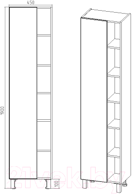 Шкаф-пенал для ванной Viant Бостон / VBOS450-PEN
