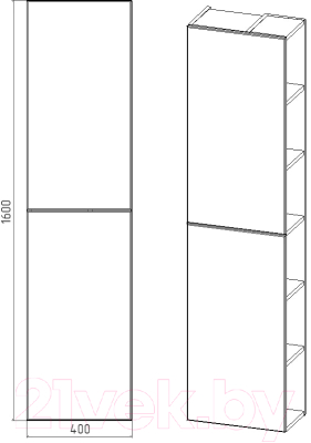 Шкаф-пенал для ванной Viant Бостон / VBOS400-PENP