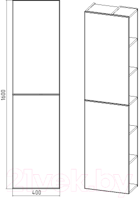 Шкаф-пенал для ванной Viant Бостон / VBOS400G-PENP