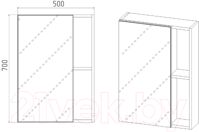 Шкаф с зеркалом для ванной Viant Бостон 50 / VBOS50-ZSH