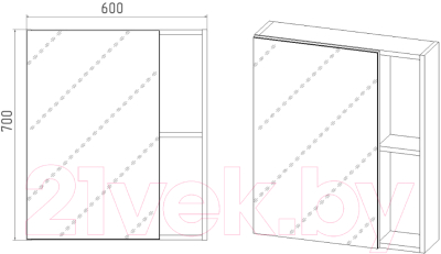 Шкаф с зеркалом для ванной Viant Бостон 60 / VBOS60-ZSH