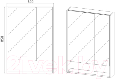 Шкаф с зеркалом для ванной Viant Мальта 60 / VMAL60-ZSH