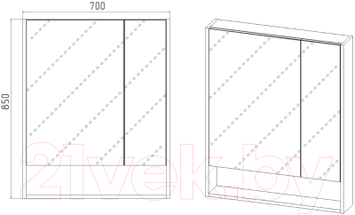 Шкаф с зеркалом для ванной Viant Мальта 70 / VMAL70-ZSH