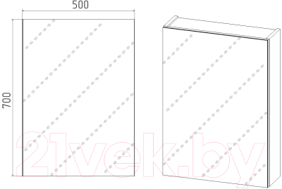 Шкаф с зеркалом для ванной Viant Куба 50 / VKUB50-ZSH