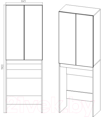 Шкаф для ванной Viant Бостон / VBOS645G-SHSM