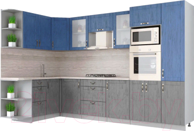 Готовая кухня Интерлиния Мила Крафт 1.68x3.2 левая - фото