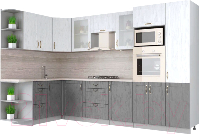 Готовая кухня Интерлиния Мила Крафт 1.68x3.2 левая - фото