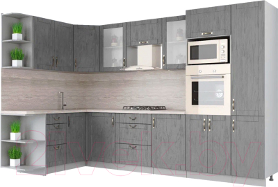 Готовая кухня Интерлиния Мила Крафт 1.68x3.2 левая - фото