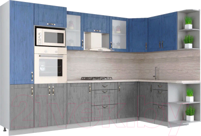 Готовая кухня Интерлиния Мила Крафт 1.68x3.2 правая - фото