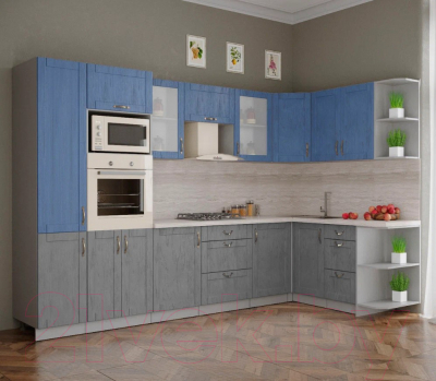 Готовая кухня Интерлиния Мила Крафт 1.68x3.2 правая