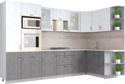 Готовая кухня Интерлиния Мила Крафт 1.68x3.2 правая - фото