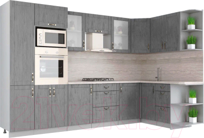 Готовая кухня Интерлиния Мила Крафт 1.68x3.2 правая - фото