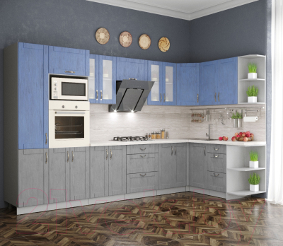 Готовая кухня Интерлиния Мила Крафт 1.68x3.4 правая
