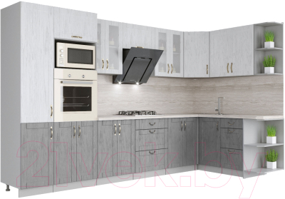 Готовая кухня Интерлиния Мила Крафт 1.68x3.4 правая - фото