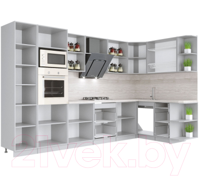 Готовая кухня Интерлиния Мила Крафт 1.68x3.4 правая