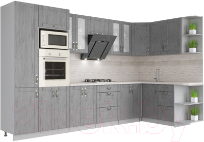 Готовая кухня Интерлиния Мила Крафт 1.68x3.4 правая - фото