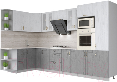 Готовая кухня Интерлиния Мила Крафт 1.68x3.4 левая - фото