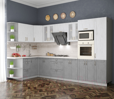 Готовая кухня Интерлиния Мила Крафт 1.68x3.4 левая