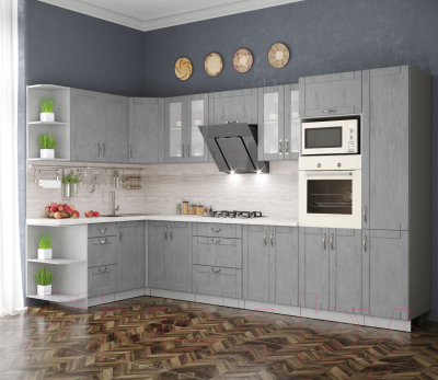 Готовая кухня Интерлиния Мила Крафт 1.68x3.4 левая