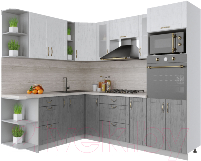 Готовая кухня Интерлиния Мила Крафт 1.88x2.4 левая - фото