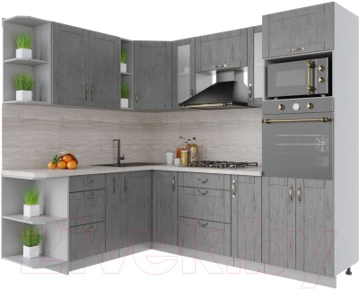 Готовая кухня Интерлиния Мила Крафт 1.88x2.4 левая - фото
