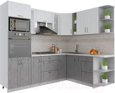Готовая кухня Интерлиния Мила Крафт 1.88x2.4 правая - фото