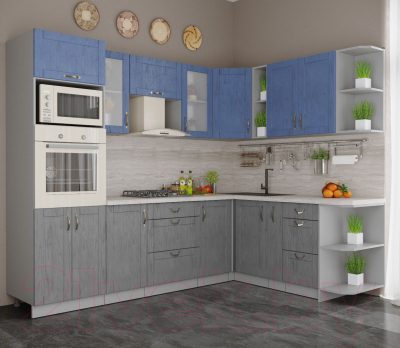 Готовая кухня Интерлиния Мила Крафт 1.88x2.6 правая