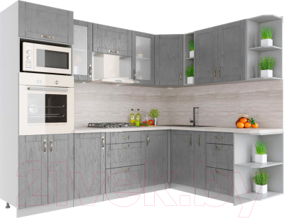 Готовая кухня Интерлиния Мила Крафт 1.88x2.6 правая - фото