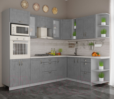 Готовая кухня Интерлиния Мила Крафт 1.88x2.6 правая