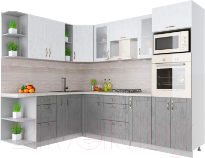 Готовая кухня Интерлиния Мила Крафт 1.88x2.6 левая - фото