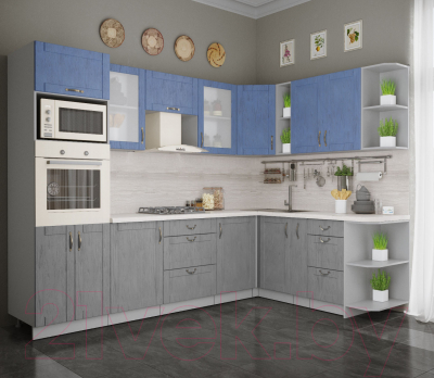 Готовая кухня Интерлиния Мила Крафт 1.88x2.8 правая