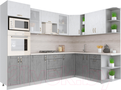 Готовая кухня Интерлиния Мила Крафт 1.88x2.8 правая - фото