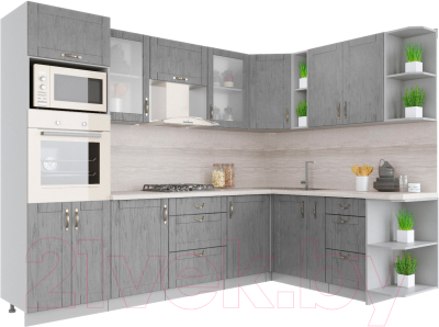 Готовая кухня Интерлиния Мила Крафт 1.88x2.8 правая - фото