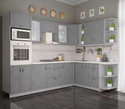 Готовая кухня Интерлиния Мила Крафт 1.88x2.8 правая