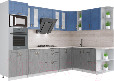Готовая кухня Интерлиния Мила Крафт 1.88x3.0 правая - фото