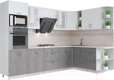 Готовая кухня Интерлиния Мила Крафт 1.88x3.0 правая - фото