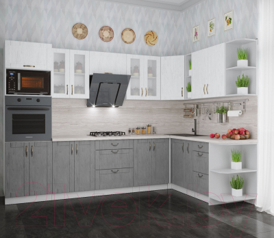 Готовая кухня Интерлиния Мила Крафт 1.88x3.0 правая