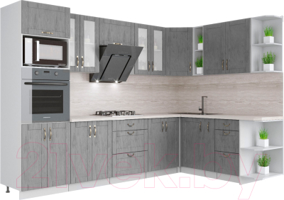Готовая кухня Интерлиния Мила Крафт 1.88x3.0 правая - фото