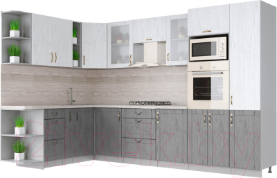 Готовая кухня Интерлиния Мила Крафт 1.88x3.2 левая - фото