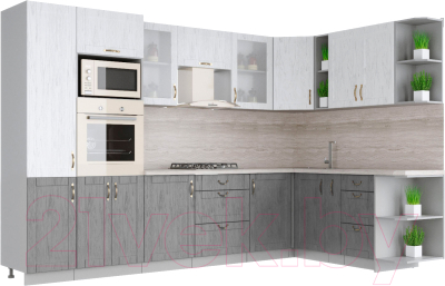 Готовая кухня Интерлиния Мила Крафт 1.88x3.2 правая - фото